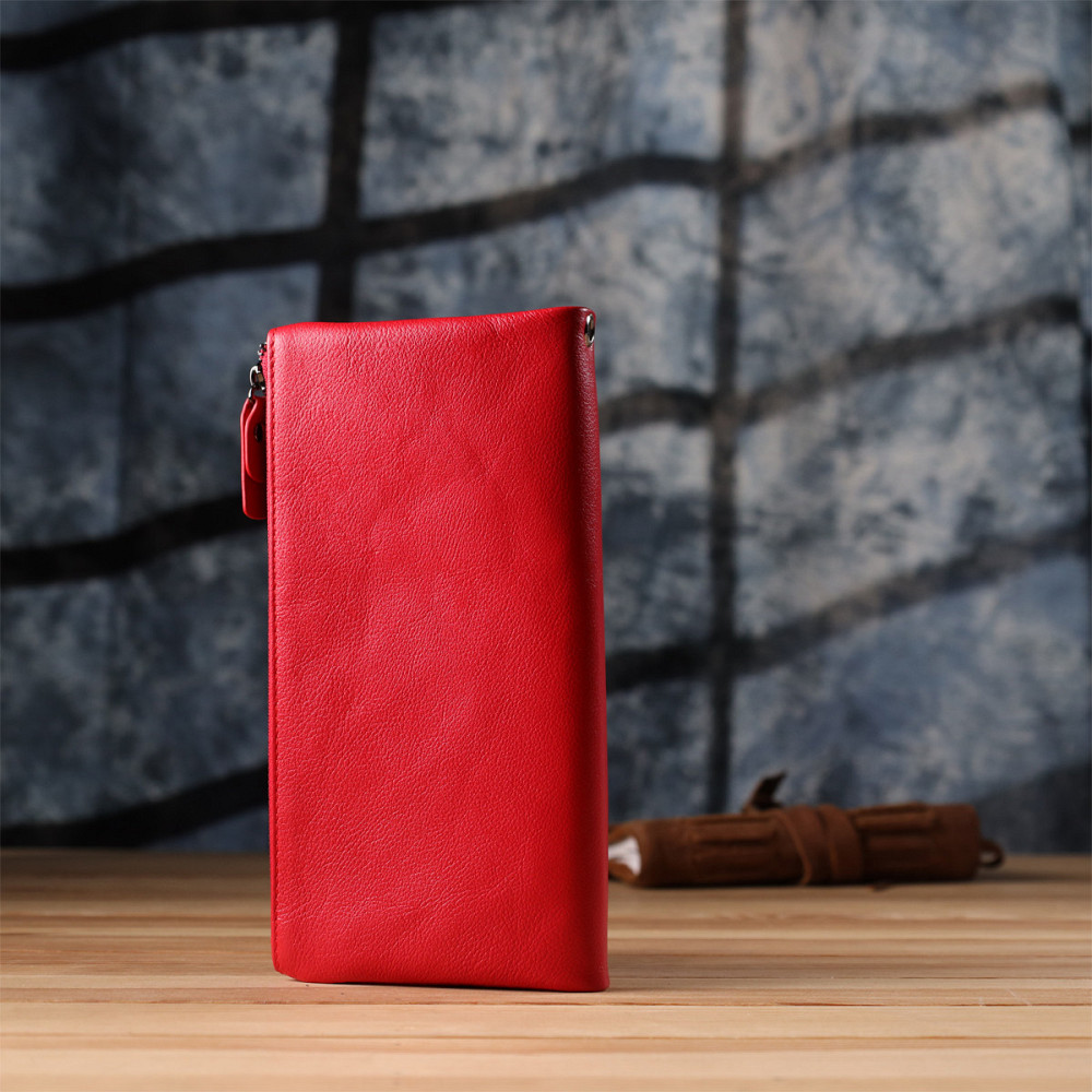 Шкіряний жіночий гаманець на три відділення ST Leather 23109 Червоний Київ - фото 11