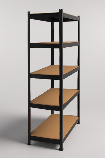 Чорний металевий стелаж з 5 регульованими полицями | 875 кг загального навантаження | 180х90х40 см | Міцний каркас, МДФ полиці, ст Львів - фото 9