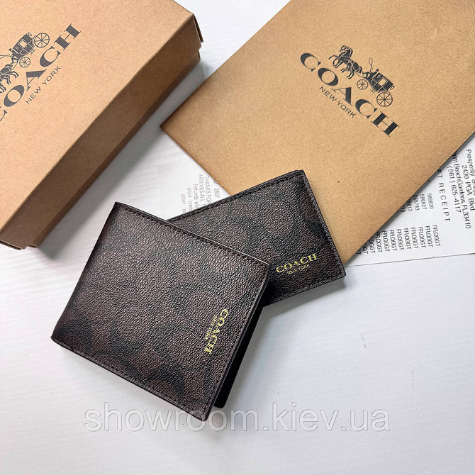 Чоловічий брендовий портмоне з картхолдером Coach (1381) brown Київ - фото 1