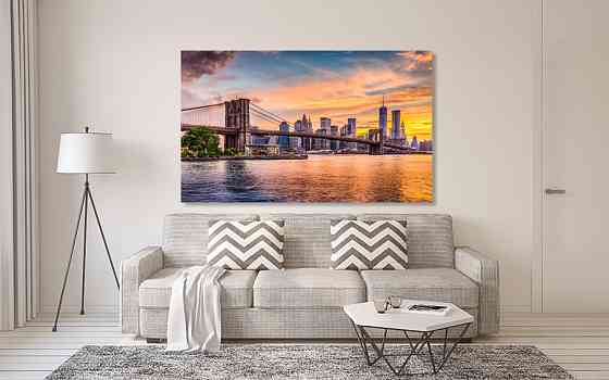 Картина холст в гостиную / спальню  Бруклінський міст      MLP_213 50x100 см Киев