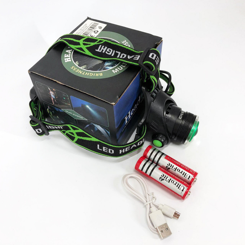 Головной фонарь с зарядным устройством, Фонарик налобный мощный, Яркий светодиодный мощный фонарь BU-35 Киев - изображение 1