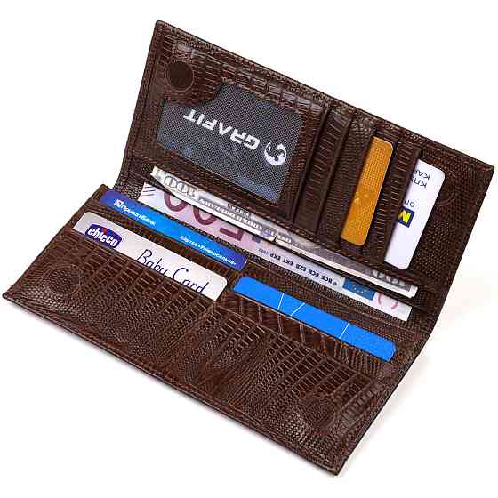 Фактурний чоловічий вертикальний гаманець з натуральної шкіри з тисненням Коричневий (CANPELLINI) Київ