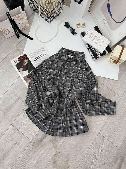 Жіноча базова оверсайз сорочка у клітинку Одеса - фото 6