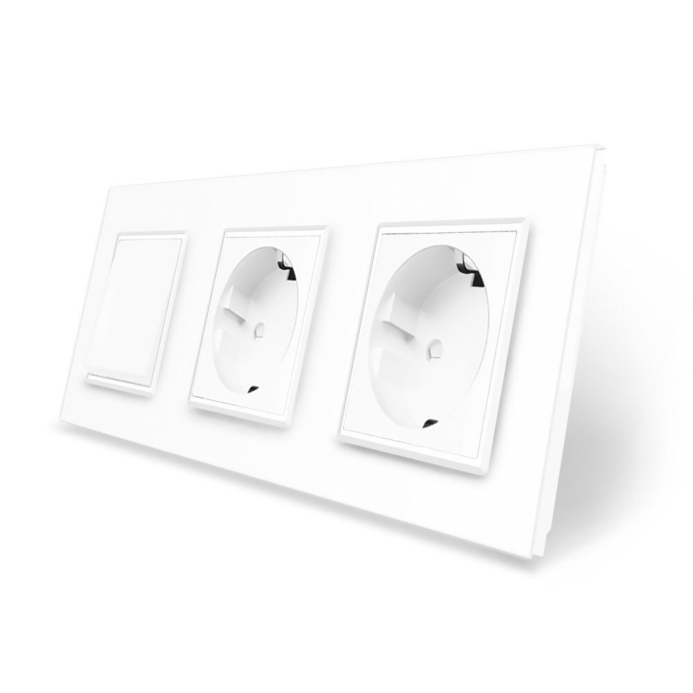 Двоклавішний вимикач з подвійною розеткою Livolo білий скло (VL-C7C2EUK2-11) Коломыя - изображение 7