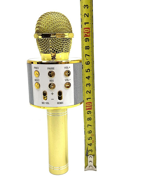 Мікрофон бездротової караоке bluetooth USB колонка Золотий (С 48340) Чернігів - фото 2