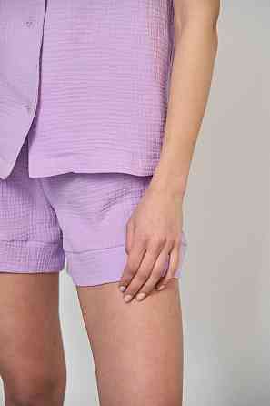 Жіночий мусліновий комплект сорочка та шорти Лавандовий S Харків