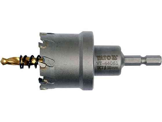 Свердло коронка по металу TCT YATO: Ø38 x103 мм, товщ. до 25мм, з напрямним, 6-гран. хвост 1/4" [10] Одеса