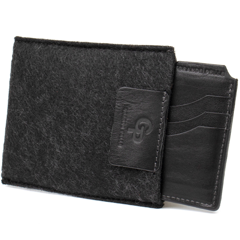 Кожаный картхолдер GRANDE PELLE 11502 Черный Киев - изображение 4