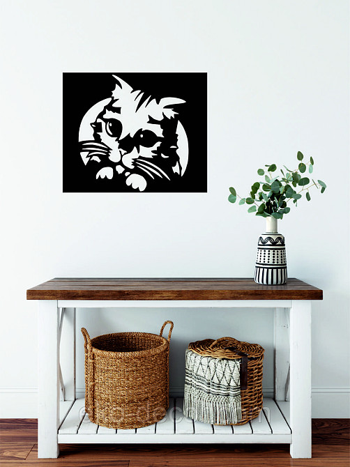 Декоративное настенное Панно «Кот», Декор на стену 70*58 см, Черный Киев - изображение 7