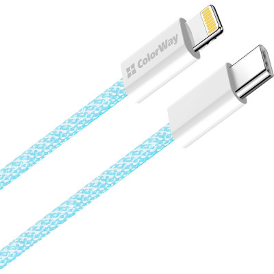 Дата кабель USB-C to Lightning 1.0m 27W blue ColorWay (CW-CBPDCL061-BL) Винница - изображение 8