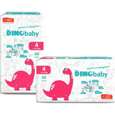 Подгузники Dino Baby Размер 4 (7-14 кг) 40 шт (4823098410591) Винница