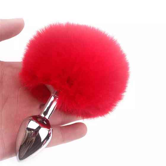 Анальна пробка червона - розмір 12*9см, текстиль, метал Київ