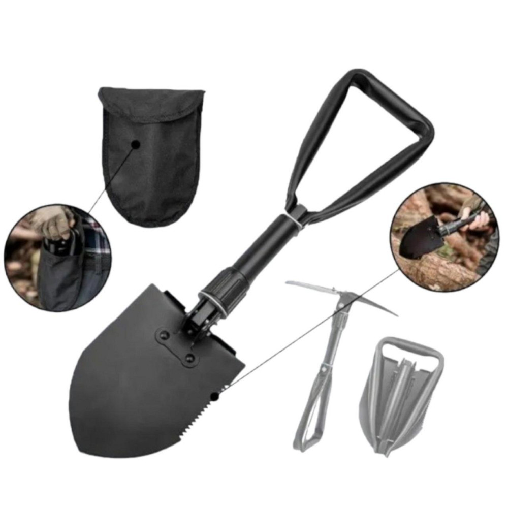 Лопата саперська складна H-135, чохол, середня 47 см, колір чорний Дніпро - фото 1