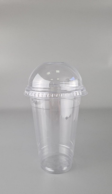 Комплект Стакан РЕТ щільний, прозорий, 500 мл + кришка купольна висока з отвором (100 шт.) Харків - фото 2