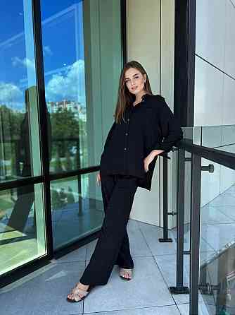 Костюм-трійка жіночий літній креп-жатка Чорний XS-S Харків