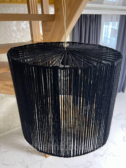 Абажур плетений круглий чорний Київ - фото 5