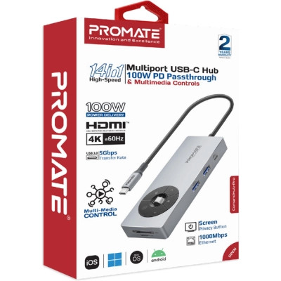 Концентратор Promate USB-C 14-in-1 Promate comandhub-pro (comandhub-pro) Вінниця - фото 9