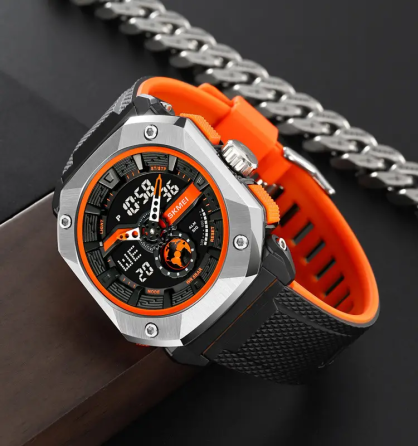 Часы мужские спортивные наручные Skmei 2272 (Черный с оранжевым) Винница