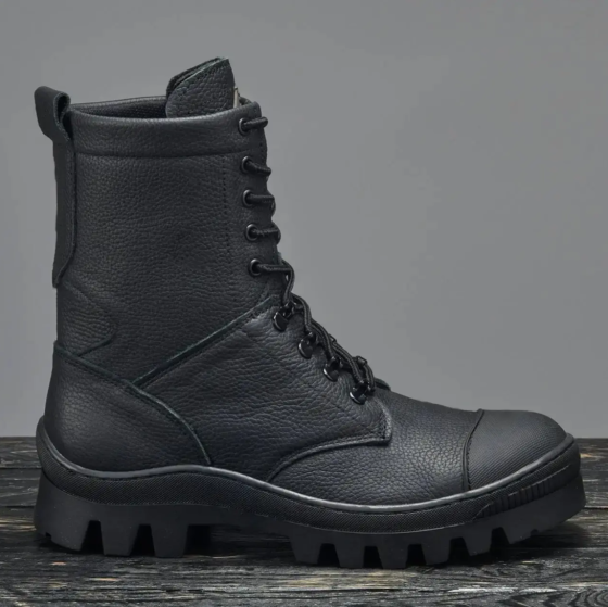 Чоловічі військові шкіряні берці КІБОРГ демісезонні чорні, тактичні якісні водостійкі шкіряні берці Львів