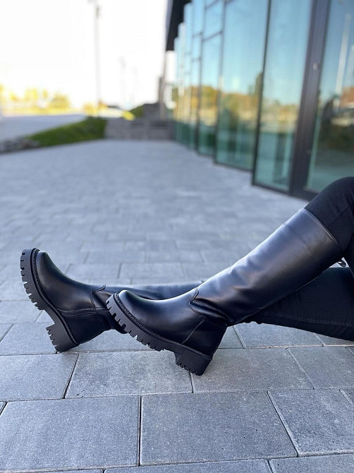 Чоботи жіночі Львів чорні натуральна шкіра зима высота 36см обхват 37-38см подошва 3/5см (4828) Коломия - фото 6