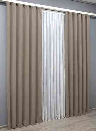 Комплект готових штор VR-Textil Мікровелюр Petek № 1487ш Какао 100х290 см 2 шт (31-828) Київ