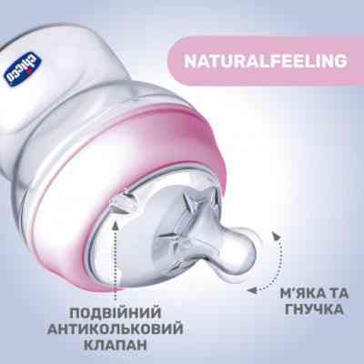 Бутылочка для кормления Chicco Natural Feeling Color 250 мл +2 мес Голубая (81323.20) Винница