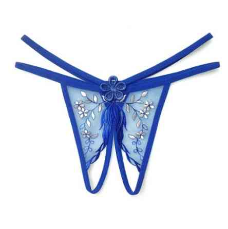 Трусики еротичні сині з розрізом унісекс - розмір універсальний, резинка до 85см Київ