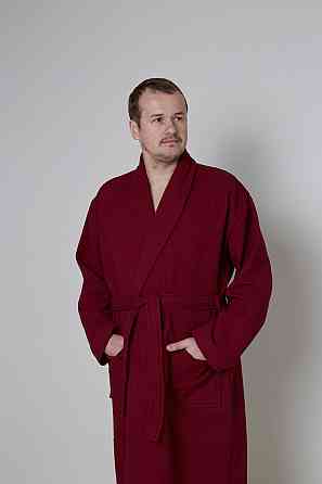 Мужской вафельный халат Ideal Textile длинный бордовый (56860594) 3XL Черновцы