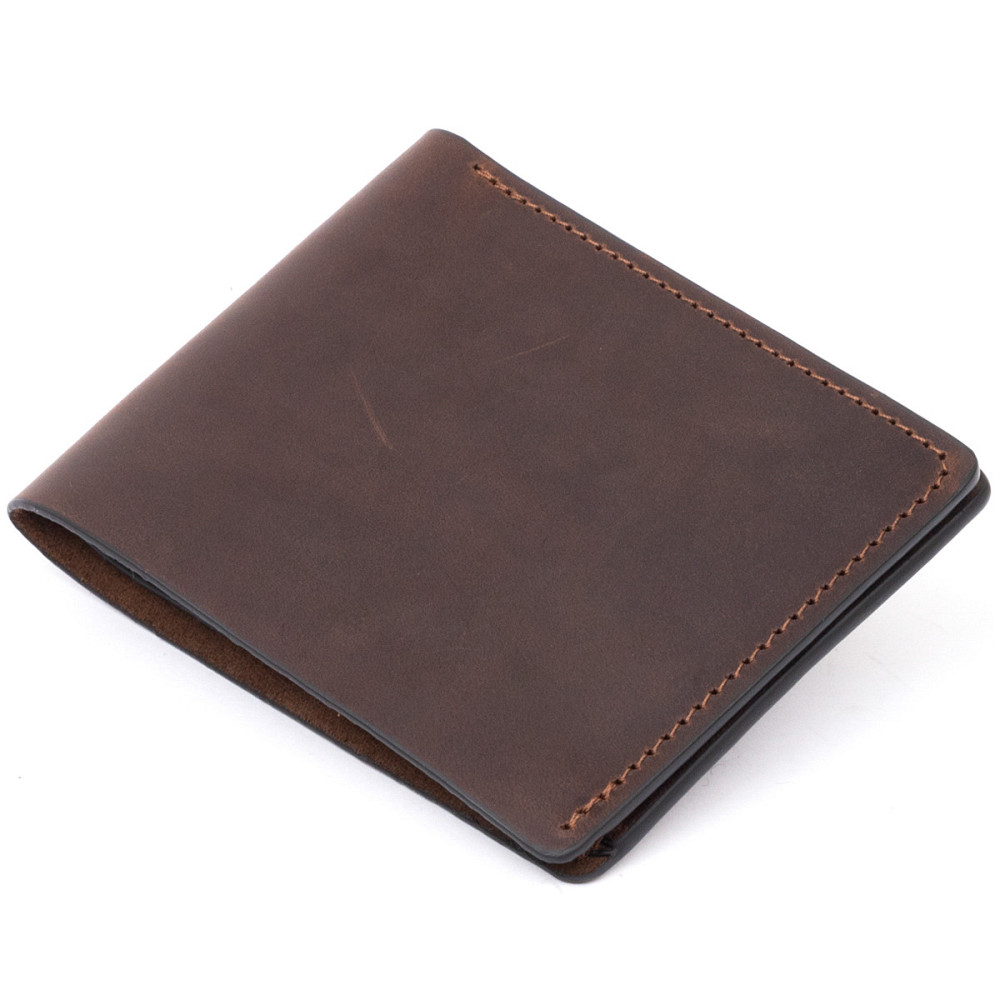 Тонкое горизонтальное портмоне Cardi без застежки в винтажной коже GRANDE PELLE 11310 Коричневое Киев - изображение 10