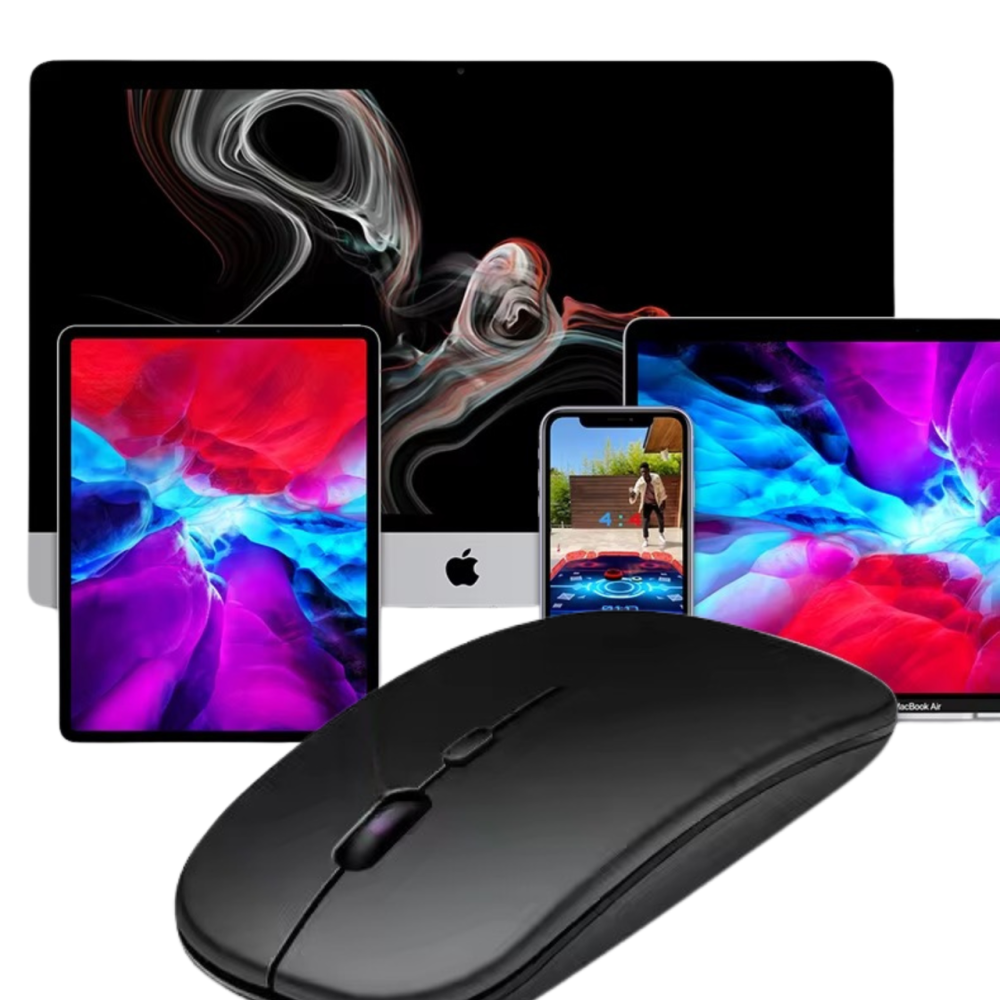 Миша бездротова комп'ютерна, безшумна, оптична з RGB-підсвічуванням 2.4G+Bluetooth DPI 800/1000/1200 чорна Кам'янець-Подільський - фото 9