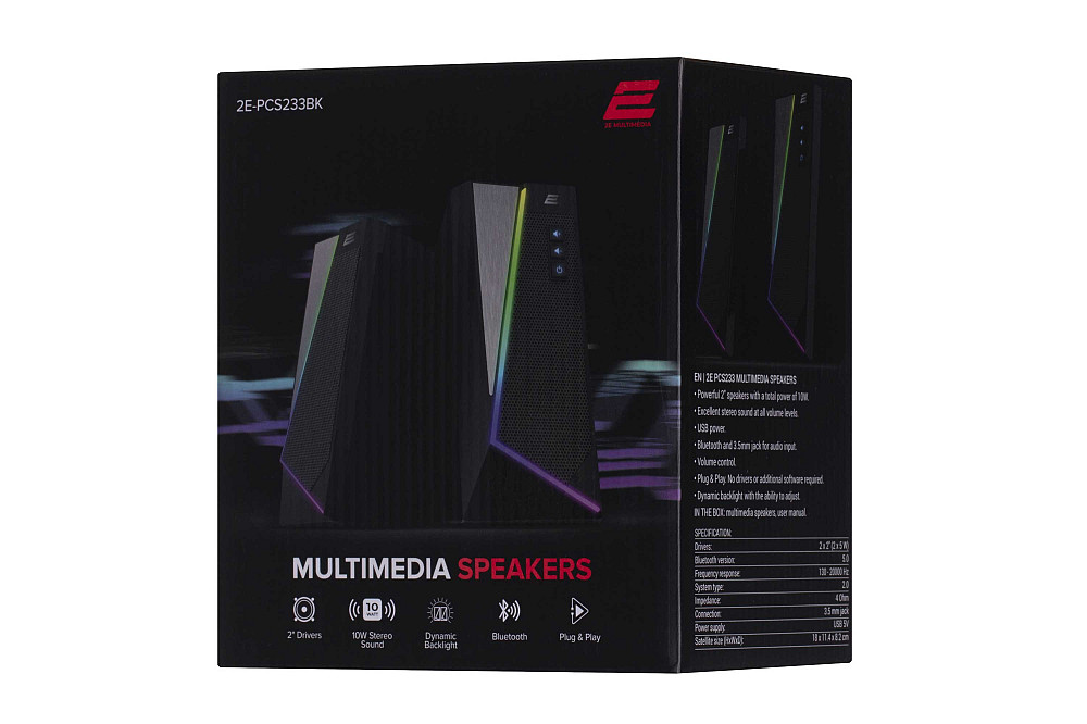 Акустична система 2E PCS233 RGB, 2.0, USB, Black Київ - фото 11