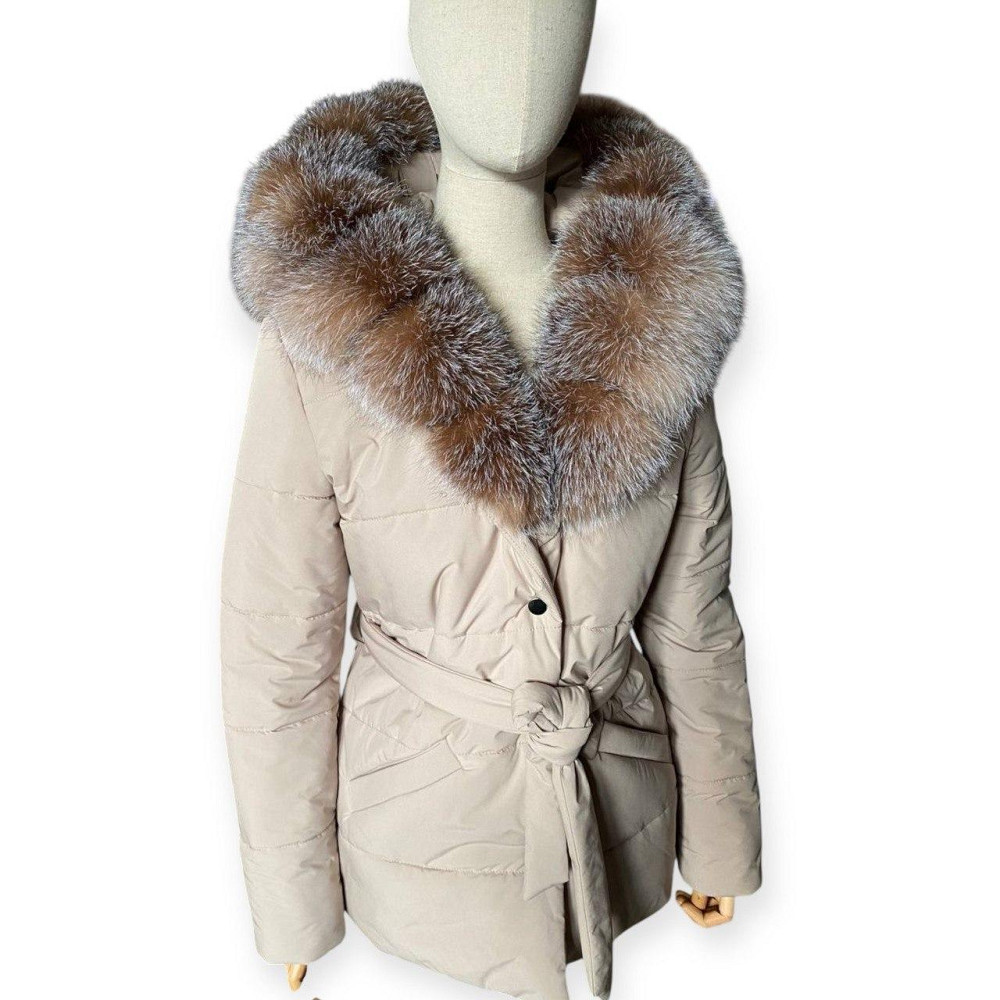Жіночий пуховик Oslo з хутром фінського песця Бежевий, 50, Рудий Блюфрост Харків - фото 5