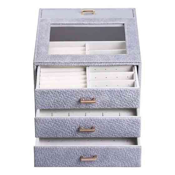 Yiwu Скринька для прикрас з еко шкіри 3 яруси органайзер для ювелірних виробів HP-5-16G Коломыя