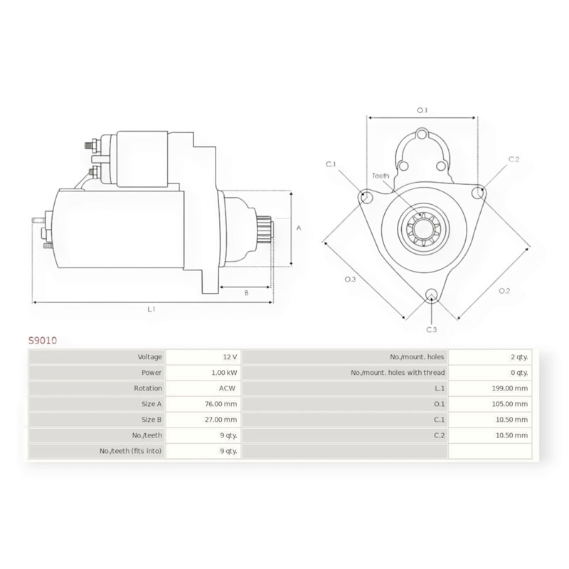 Стартер автомобиль Фольцваген Caddy II, автомобиль Шкода Felicia 1.3-1.6i (1994-) (1.0кВт, 9 зуб) Мукачево - изображение 5