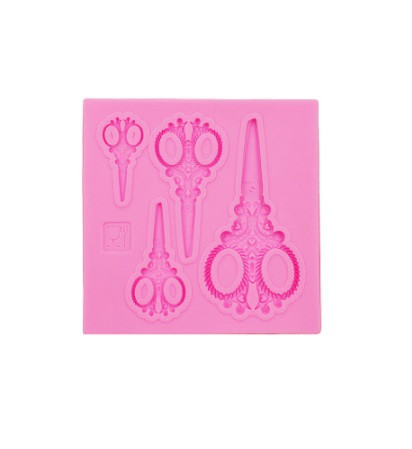Силіконовий молд Ножиці 76 на 76 мм рожевий Київ - фото 6