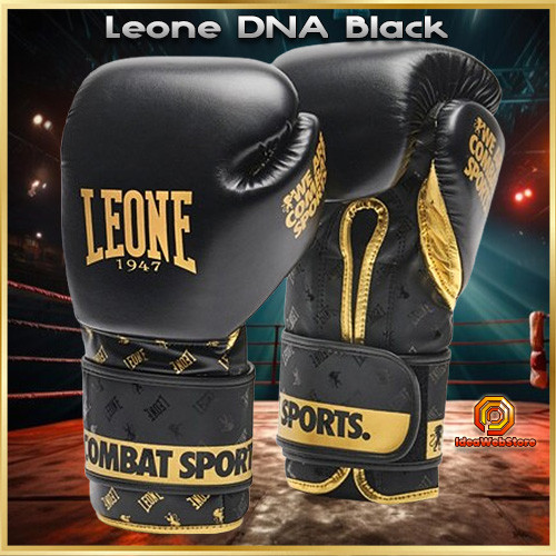 Боксерські рукавички Leone DNA Black 16 унцій професійні рукавички з натуральної шкіри для боксу, кікбоксингу та муай-тай Київ - фото 1