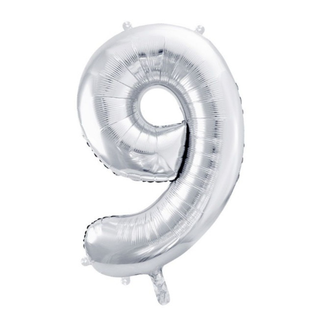 Цифры фольгированные 9 серебро 32