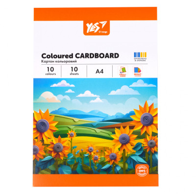 Кольоровий картон Yes односторонній А4 Orange Line 10 аркушів (954895) Вінниця - фото 1