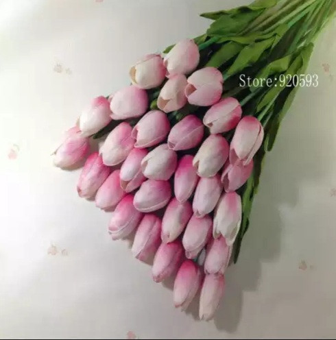 Штучні тюльпани букет інтер’єрний декор 5 штук бежево-рожевий Київ - фото 1