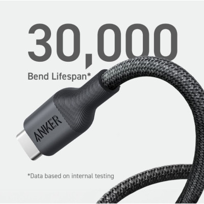 Дата кабель USB-C to USB-C 0.9m 140W bio-nylon 544 black Anker (A80F5H11) Винница - изображение 2