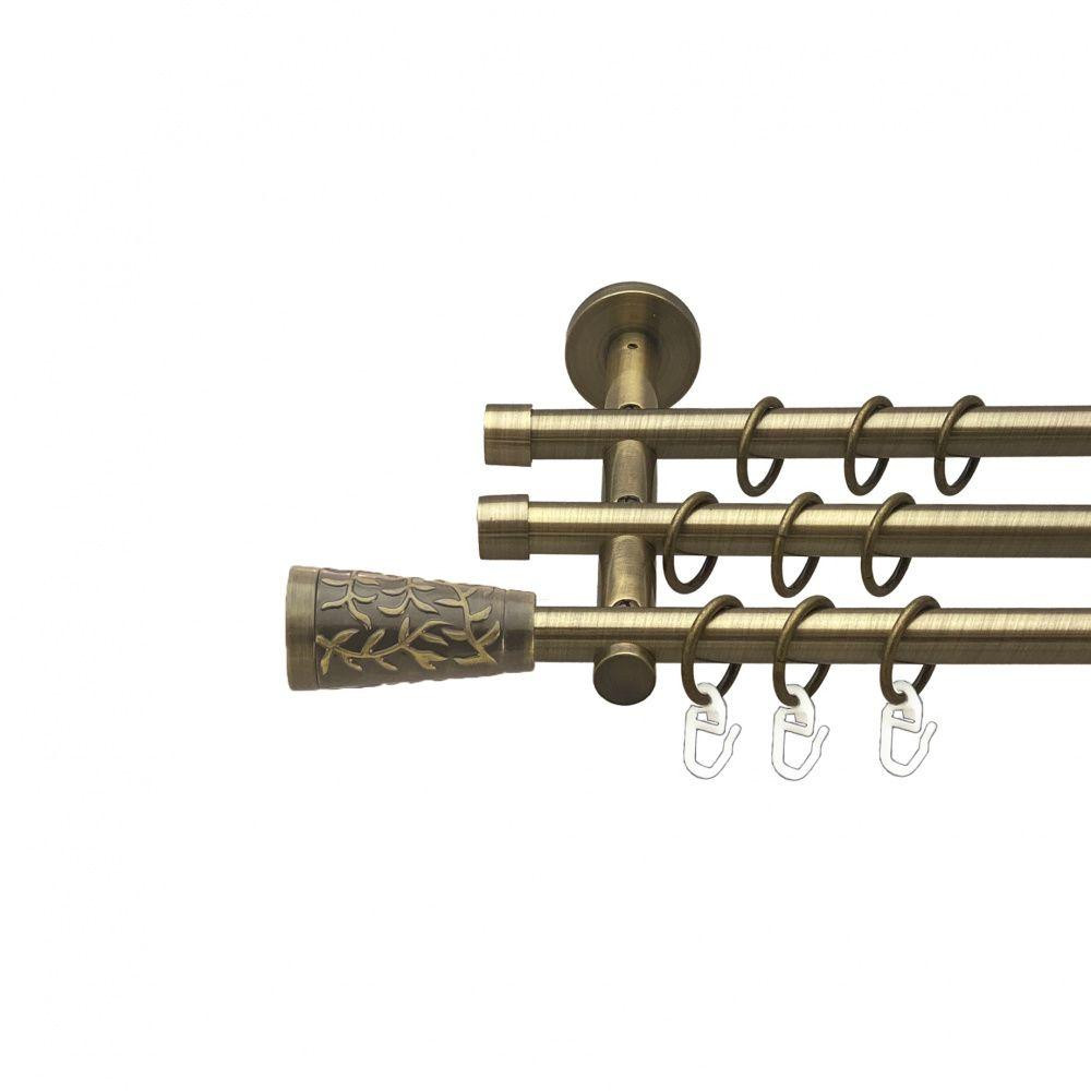 Карниз Orvit Севілія металевий трирядний циліндр (20 см) гладка труба кільце металеве Антик 16\16\16 мм 240 см (00-00015791) Львів - фото 1