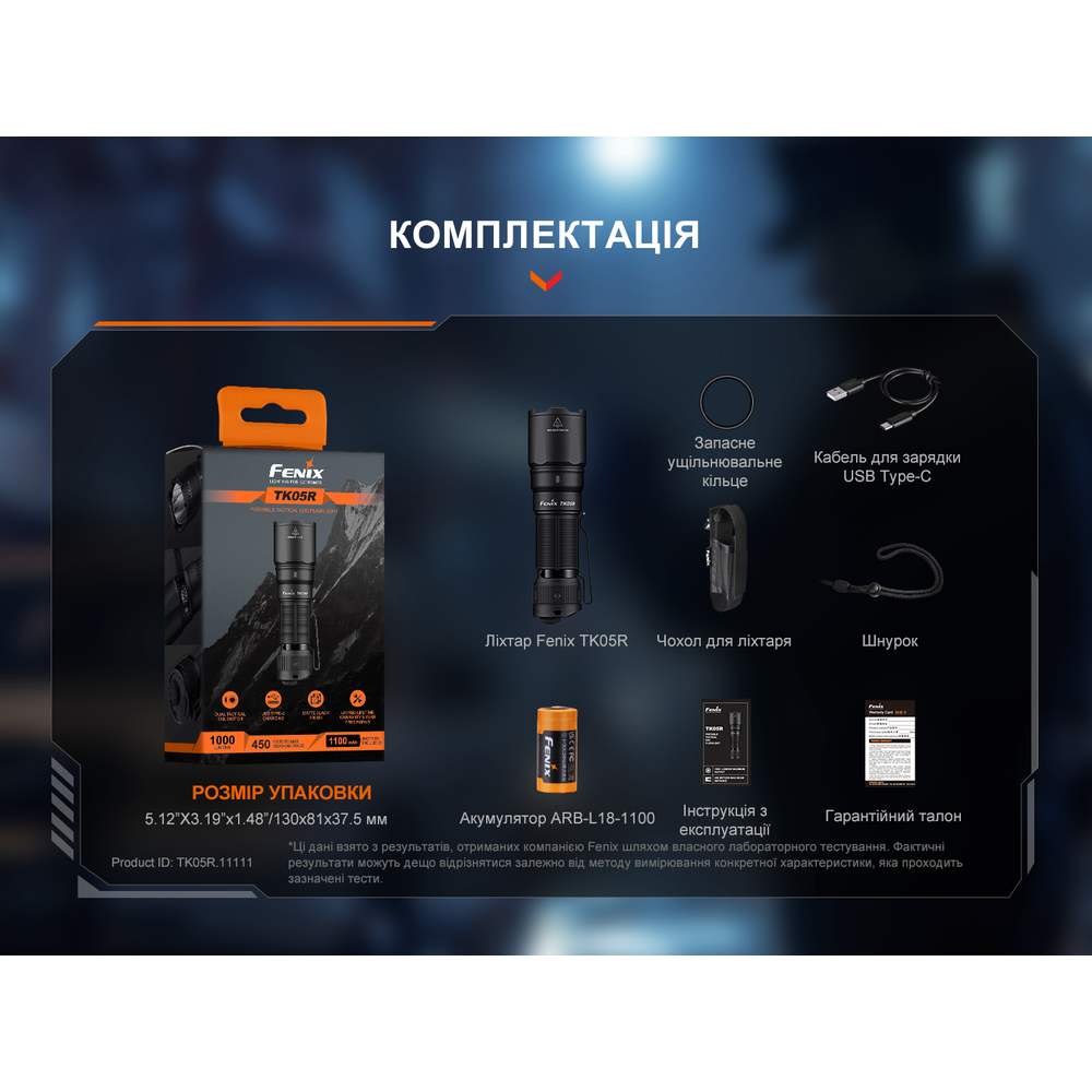 Тактичний ліхтар ручний Fenix TK05R Київ - фото 19