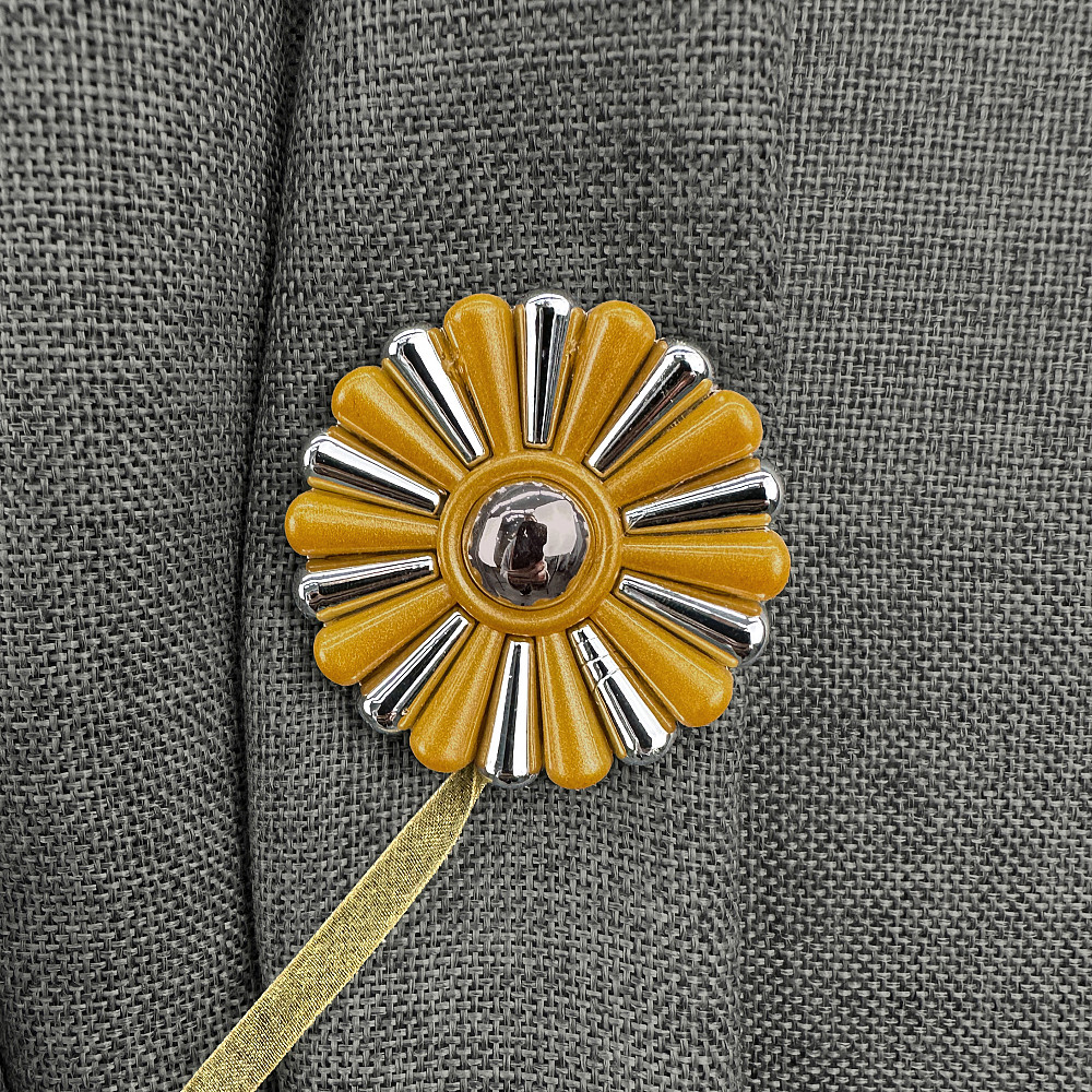 Магніти для штор і гардин Хризантема набір 2 шт Золотистий з сріблястим (81-303) Київ - фото 3