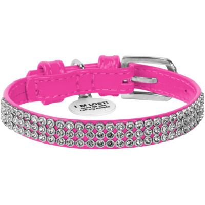 Ошейник для животных WAUDOG Glamour с QR-паспортом "Стразы" XS Ш 12 мм розовый (33087) Винница - изображение 2