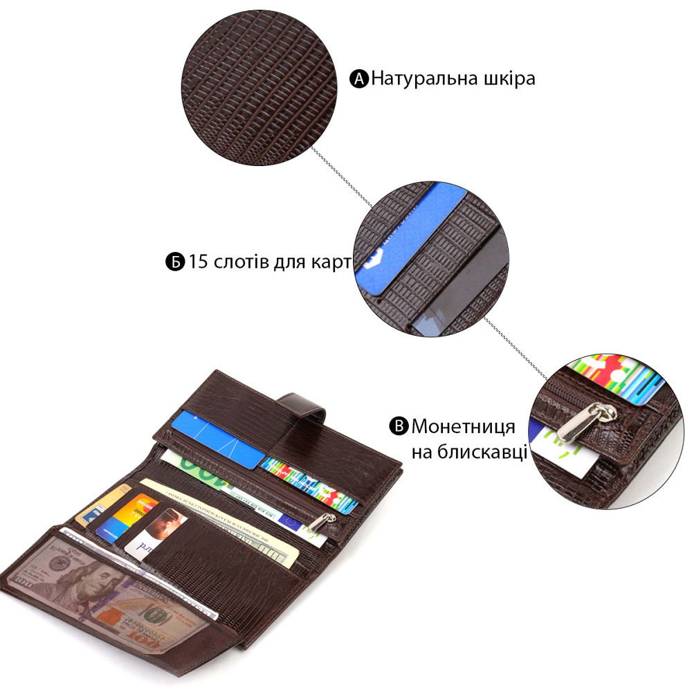 Цікаве вертикальне чоловіче портмоне з натуральної фактурної шкіри з тисненням CANPELLINI 21718 Коричневе Київ - фото 4