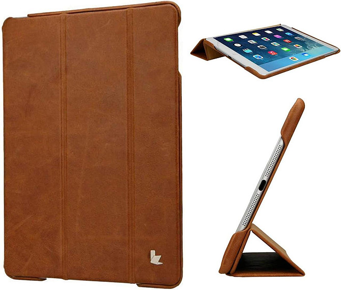 JISONCASE Чехол-книжка ручной работы из натуральной кожи Smart Cover для iPad Air / Air 2 защитный ч Днепр - изображение 1