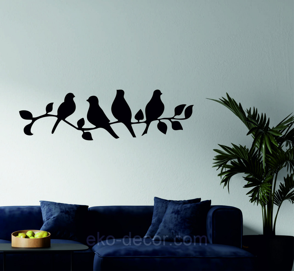 Декоративне настінне Панно  «Птахи» , Декор на стіну 110*31 см, Чорний Київ - фото 1