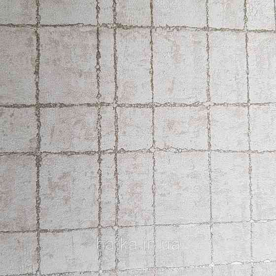 Шпалери флізелінові еко Rasch Kerala 0.53х10 м геометрія смуги сітка сріблясті на бежевому ефект старовини Київ
