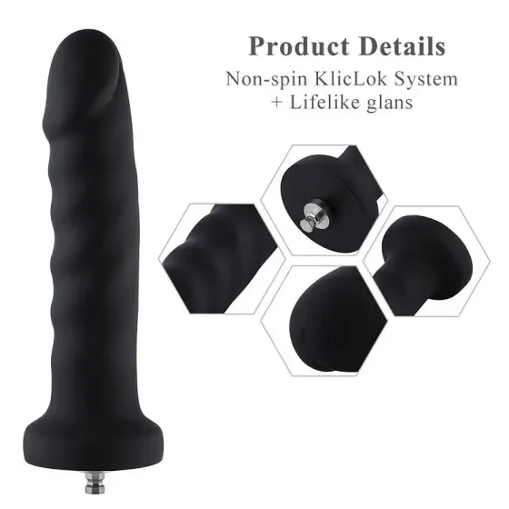 Силіконовий фалоімітатор для секс-машин Hismith 7.1″ Anal Dildo Black, система KlicLok Львів
