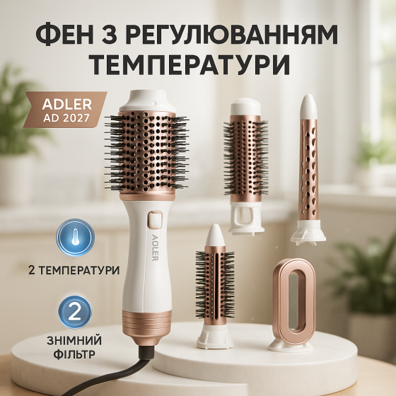Электрический фен для гладких волос Adler AD 2027 1200Вт, Мощный фен расческа для укладки локонов NW-39 Львов
